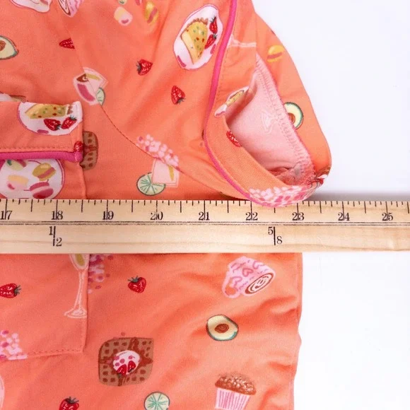 Joyspun Pajama Set Women XL Peach Brunch Food Print Short Sleeve Button Down - Picture 5 of 13